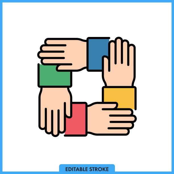 四手线图标。可编辑的中风图片下载