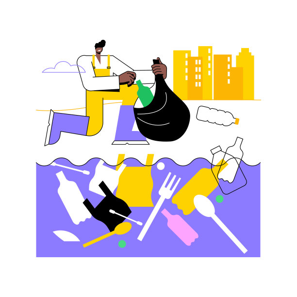 海岸污染抽象概念矢量插图。图片下载