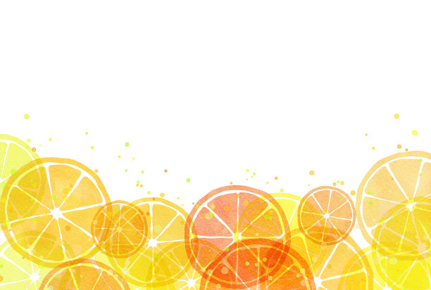 水彩风格可爱的柑橘背景插图图片下载