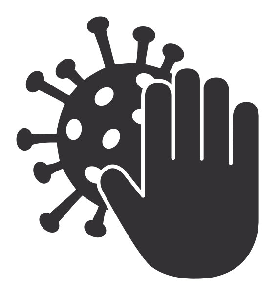 带有冠状病毒的掌心停止图标图片下载