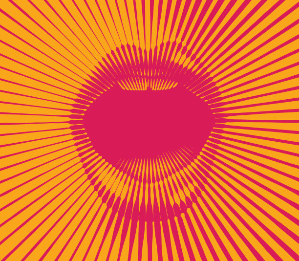 复古风格的嘴与半色调图案阳光图片下载