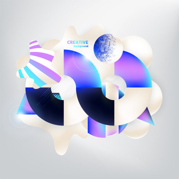 矢量抽象背景与彩色流体形状从梯度网格，液体设计，流抽象，几何形状组成与彩色条纹图片下载