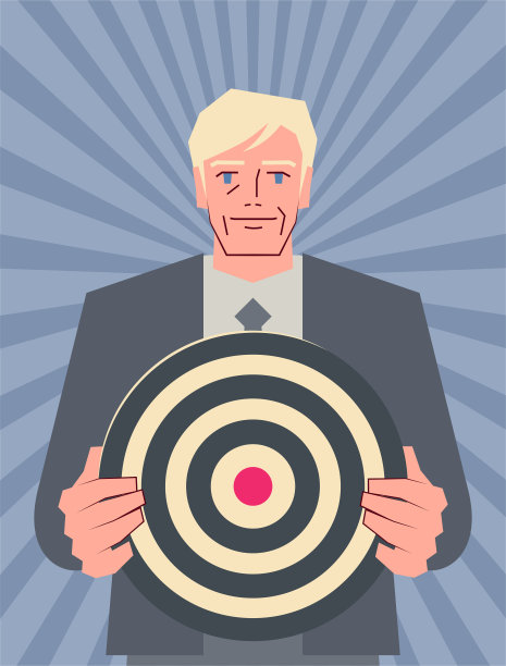 老年商人展示目标或飞镖盘图片下载