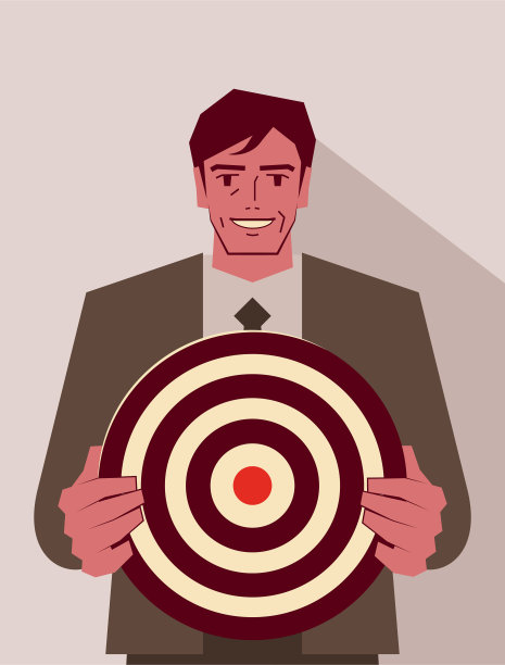 自信的商人展示目标或飞镖盘图片下载