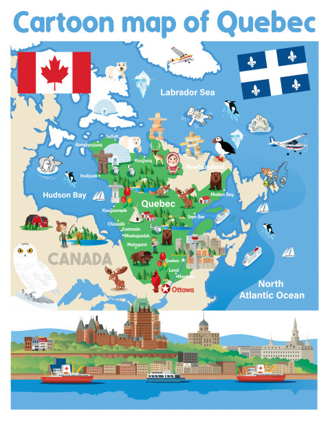 魁北克卡通地图图片下载