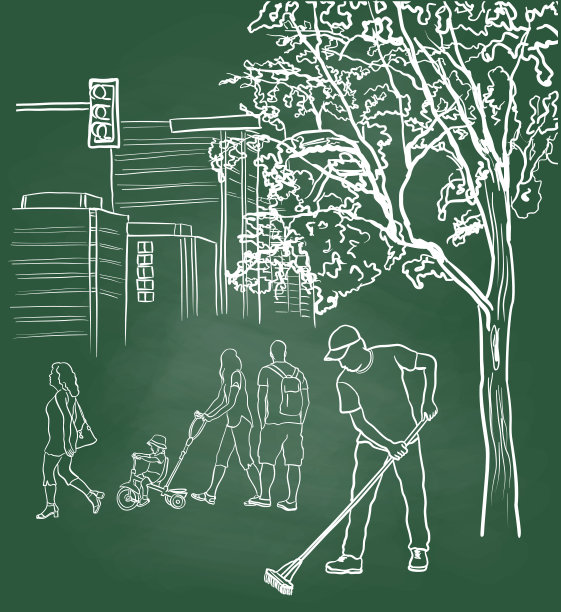 劳工城市清洁黑板图片下载