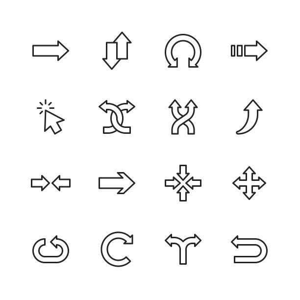 箭头图标。可编辑的中风。像素完美。移动和网络。包含方向、箭头等图标。图片下载