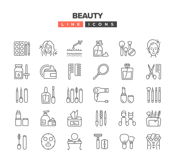 美妆线图标套装图片下载