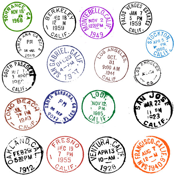 复古加州邮票收藏图片下载