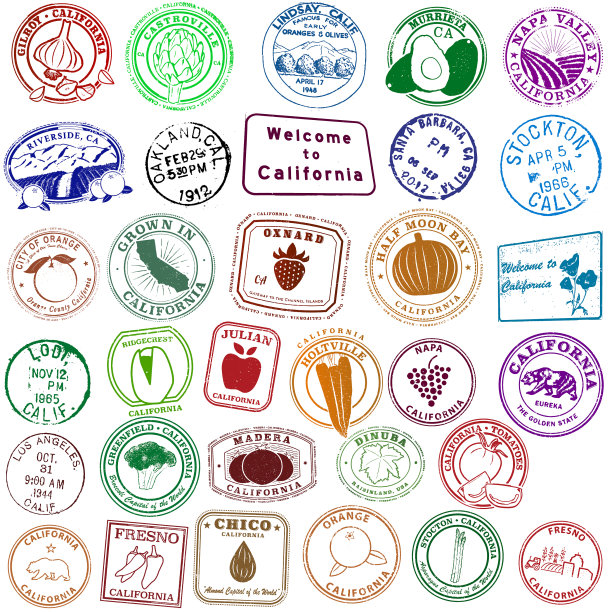 加州农业古董邮票图片下载