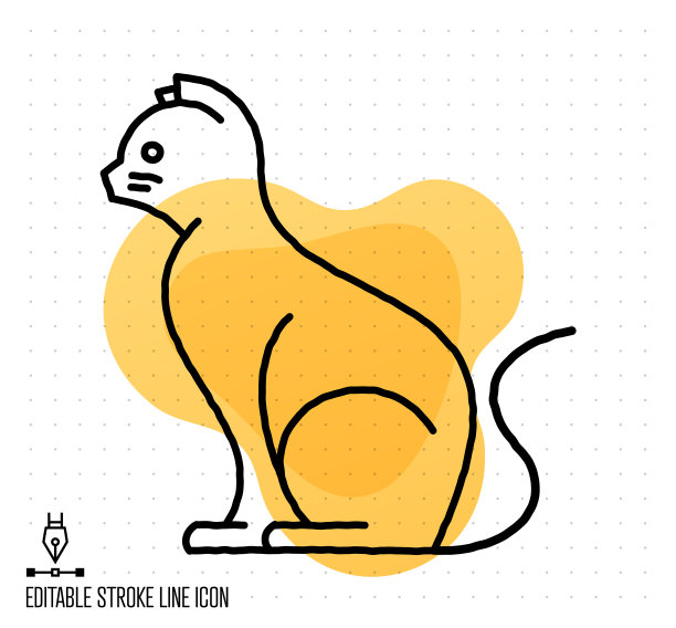 家用猫矢量可编辑线插图图片下载