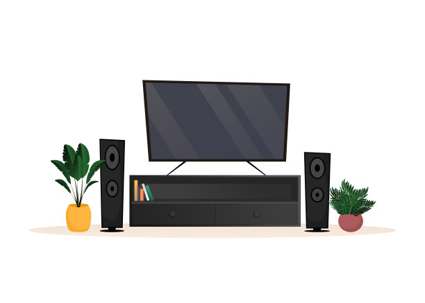 家庭影院概念设计模型。孤立的背景。向量的概念图片下载