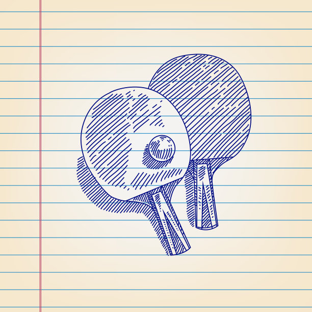 乒乓球画在横格纸图片下载