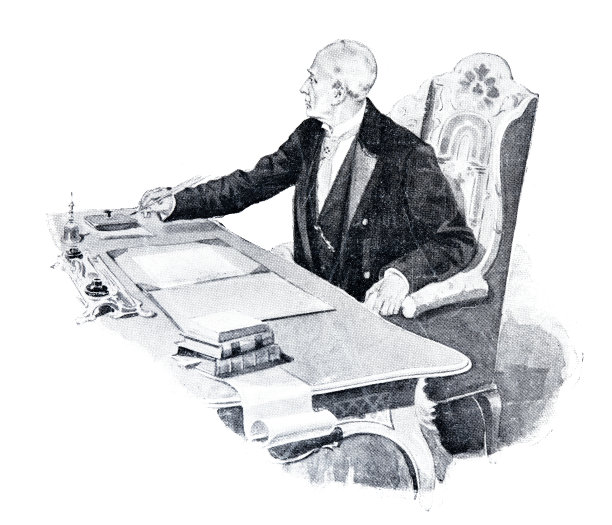 老男人坐在书桌前，写作和思考图片下载