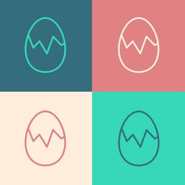 波普艺术线打破鸡蛋图标孤立的颜色图片下载