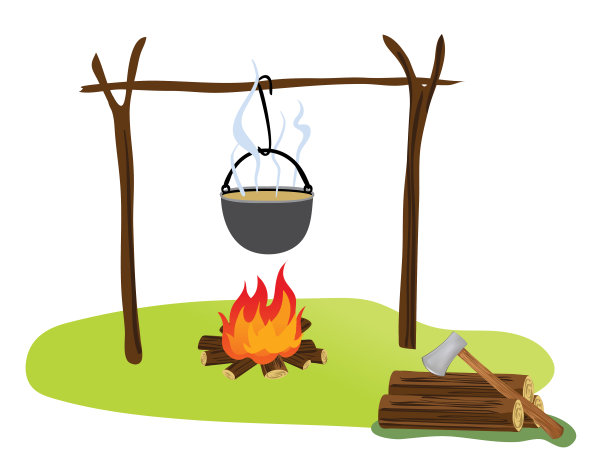 在篝火上做饭图片下载