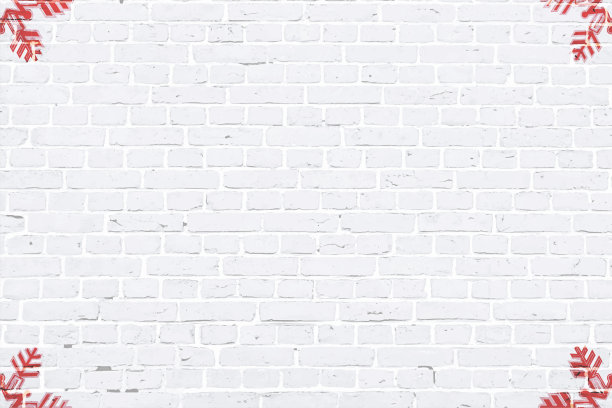 现代白色砖图案墙纹理垃圾背景圣诞矢量插画与红色创意圣诞主题雪花涂鸦在角落图片下载