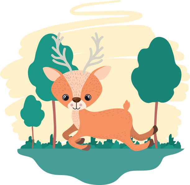 可爱的鹿与背景景观图片下载