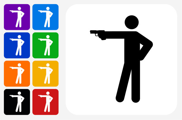 火柴人射击图标方形按钮套装图片下载