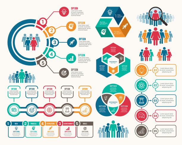 一组信息图表元素图片下载