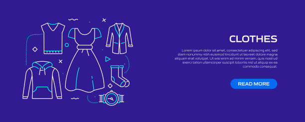服装相关的线条风格横幅设计网页，标题，宣传册，年度报告和书籍封面图片下载