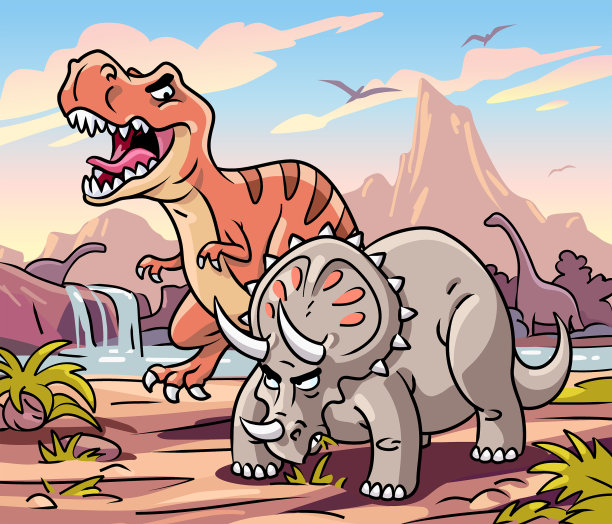 霸王龙和三角龙图片下载