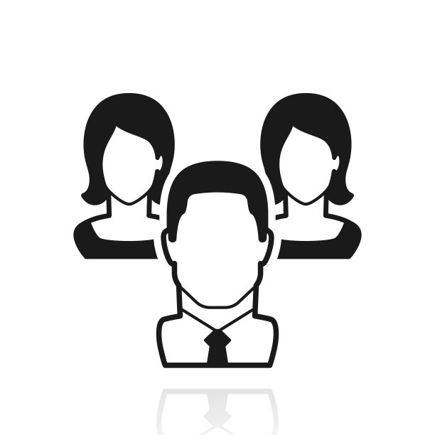 男人和女人组成团队。白色背景上反射的图标图片下载