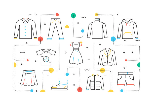 服装相关的线风格横幅设计网页，标题，小册子，年度报告和书的封面图片下载