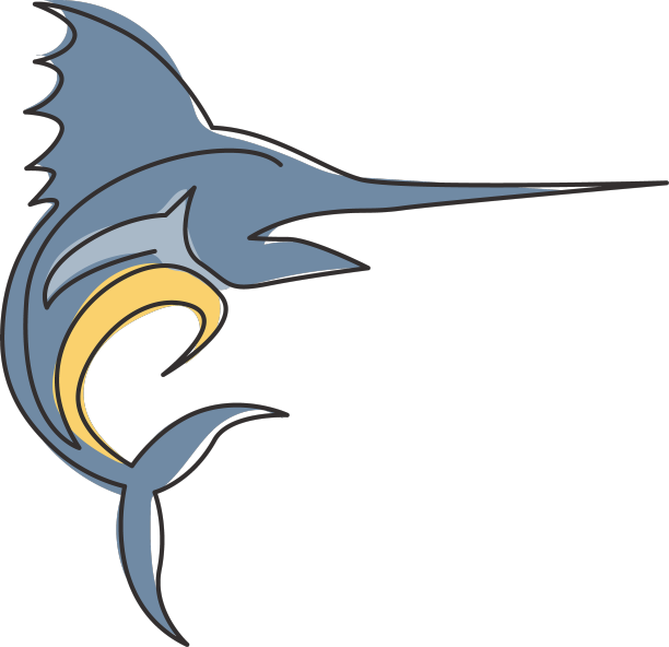 大马林鱼单线连续绘制图片下载