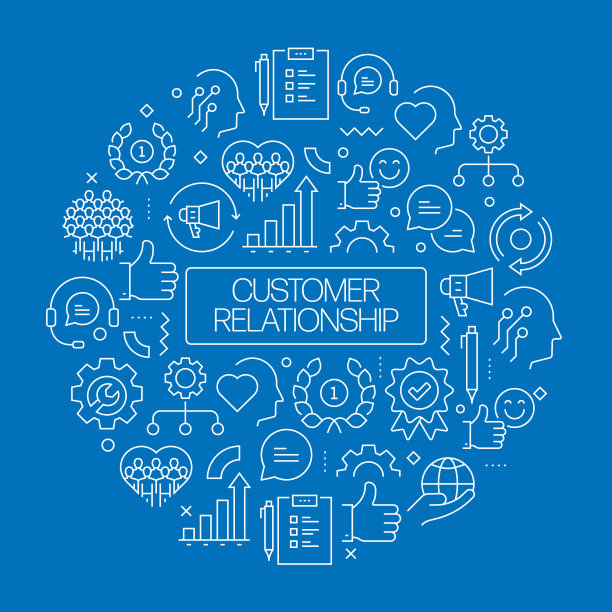 客户关系网站横幅与线性图标，新潮的线性风格矢量图片下载