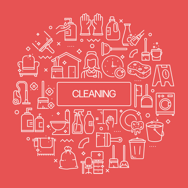 清洁网络横幅与线性图标，新潮的线性风格矢量图片下载