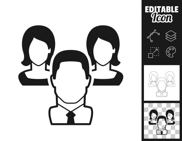 有男人和女人的团队。图标设计。轻松地编辑图片下载