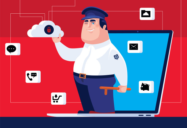 有安全云计算和笔记本电脑的保安图片下载