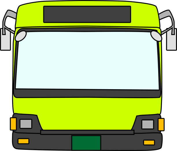 一辆面向绿色正面的公共汽车的插图图片下载