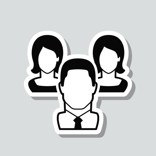 有男有女。图标贴纸在灰色背景图片下载