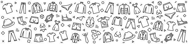 衣服图案线性图标，潮流线性风格向量图片下载