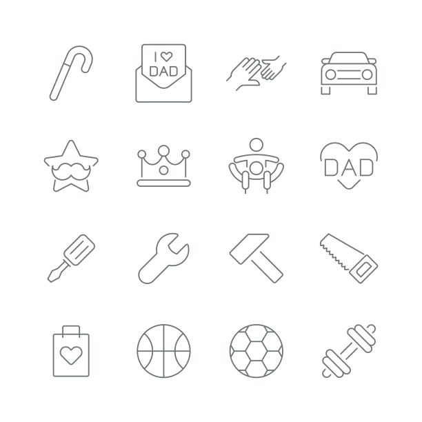 父亲节线性图标集图片下载