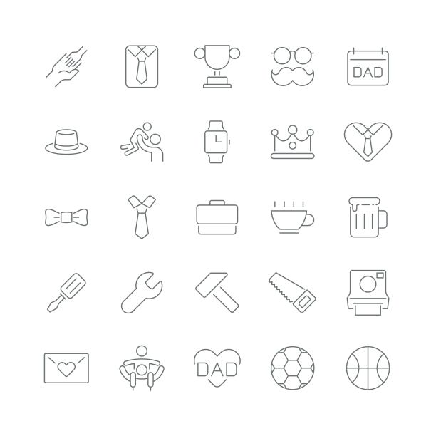 父亲节线性图标集图片下载