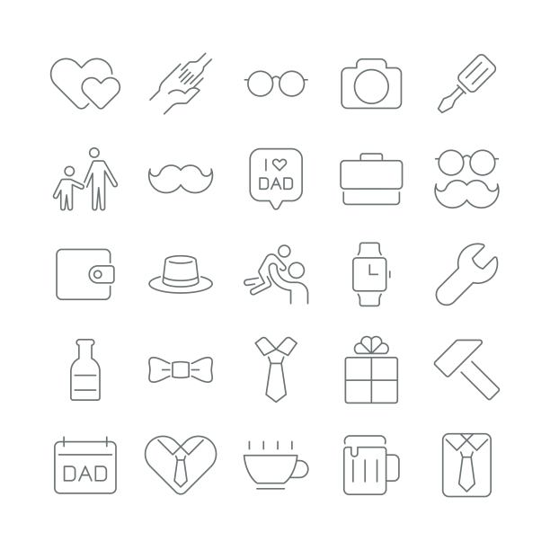 父亲节线性图标集图片下载