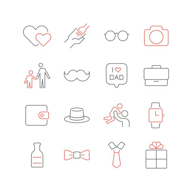 父亲节线性图标集图片下载