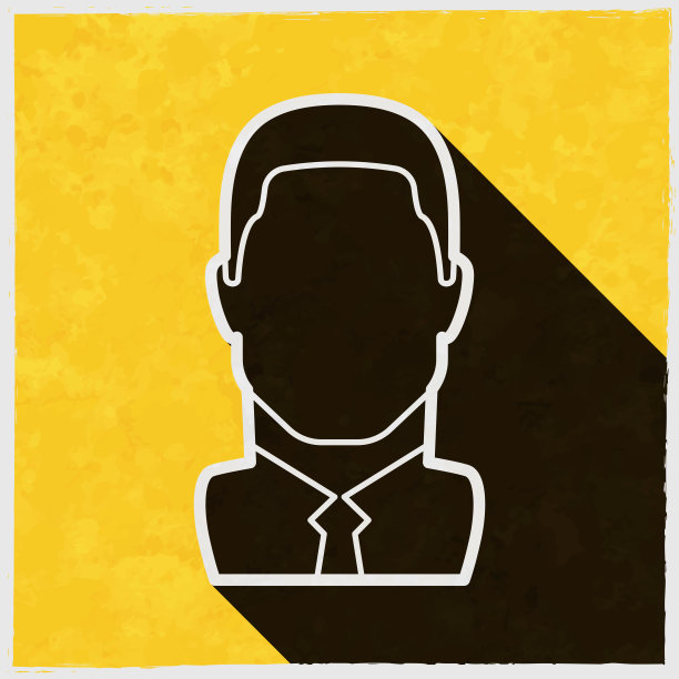 商人。图标与长阴影的纹理黄色背景图片下载