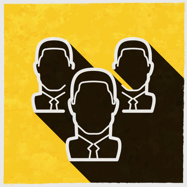 商人的团队。图标与长阴影的纹理黄色背景图片下载