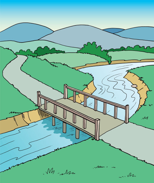 桥下过江的自然景观图片下载