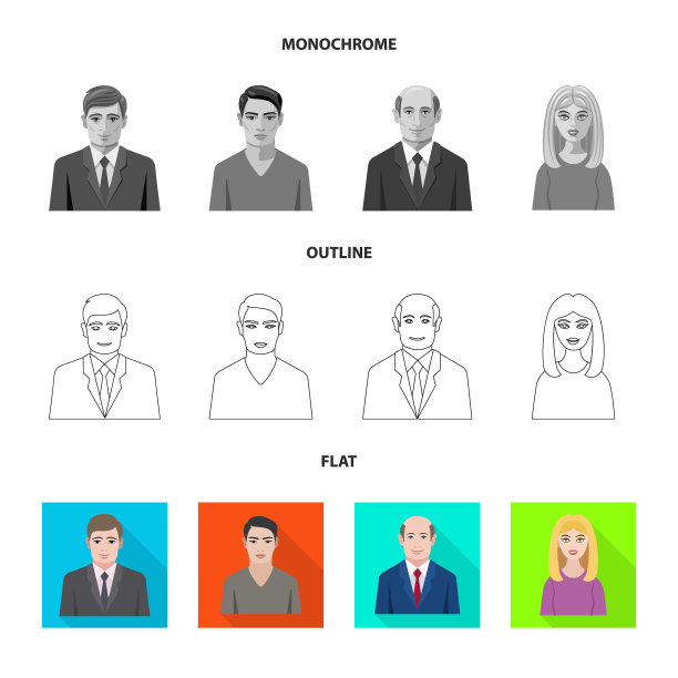 孤立对象发型和职业图标图片下载