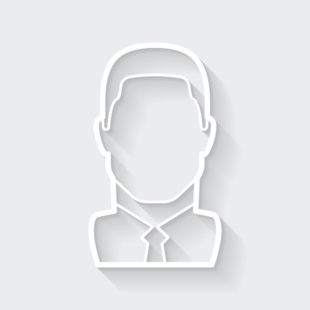 商人。图标与空白背景上的长阴影-平面设计图片下载