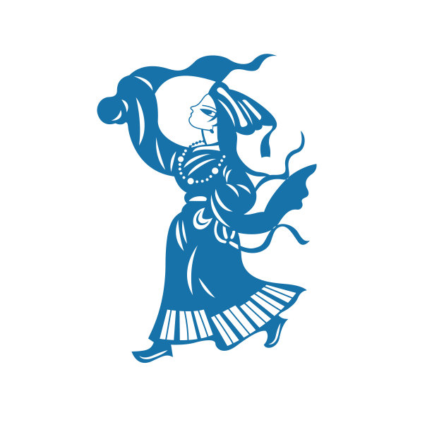 舞女(中国剪纸图案)图片下载