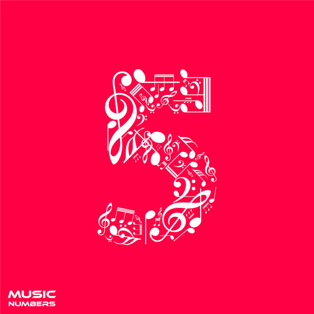 向量5由音符，音乐数字5，音乐字体图片下载