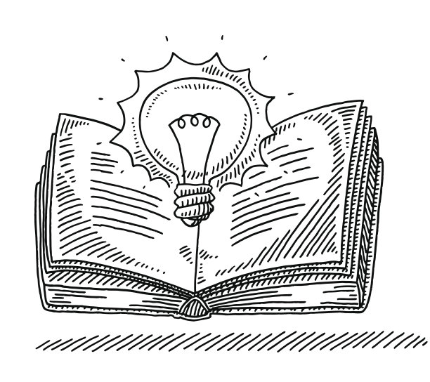 知识的力量概念书灯泡画图片下载