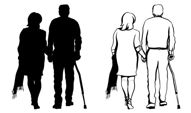 成熟和优雅的夫妇剪影图片下载