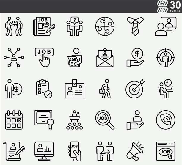 求职面试线图标图片下载